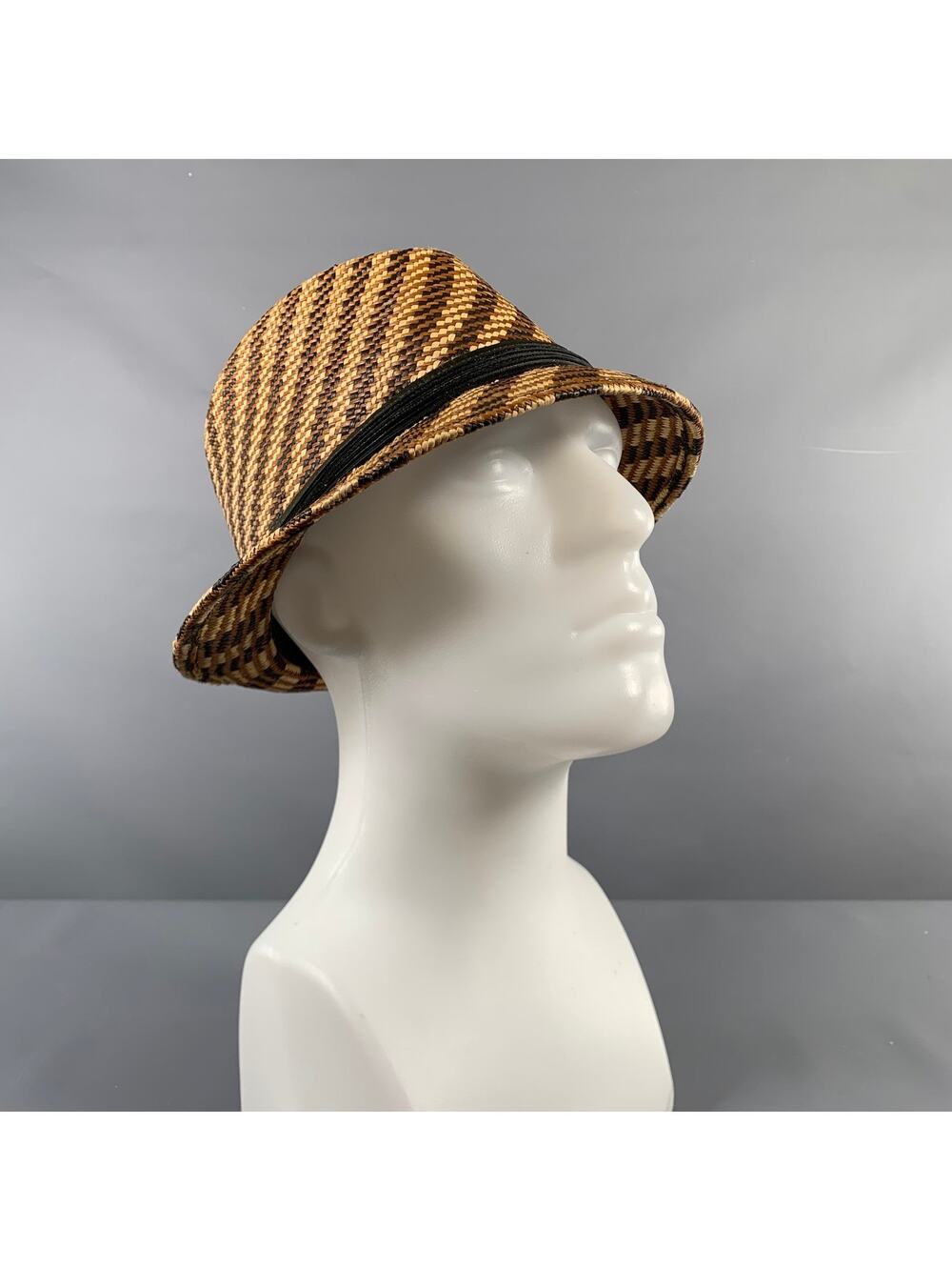 MAKINS Brown Beige Woven Straw Hats